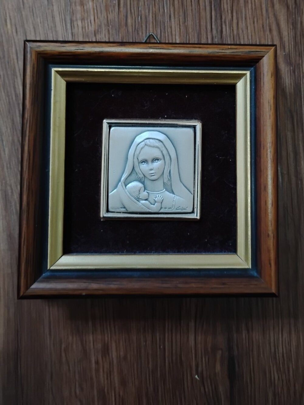 Vintage SACRO Madonna And Child Sterling Silver Framed Portrait Art
